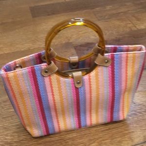 Relic multicolored woven straw purse